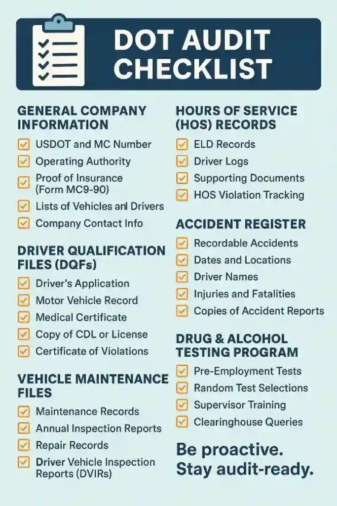 DOT AUDIT CHECKLIST MC COMLIANCE