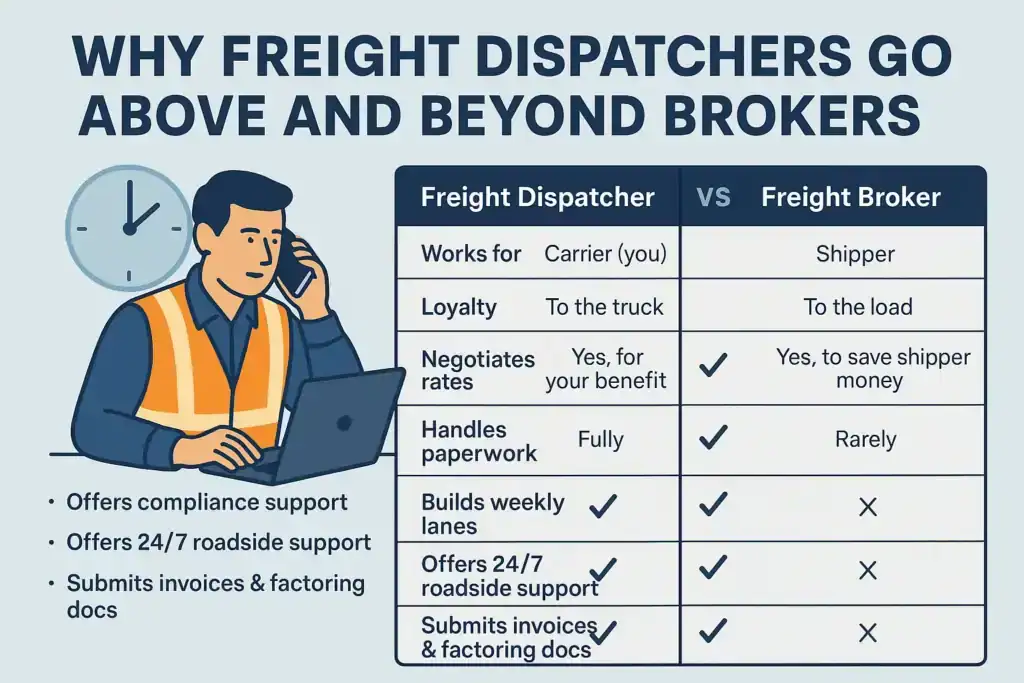 difference sheet between-dispatchers-and-brokers-for-carriers