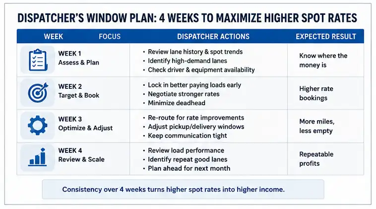 4 week plan dispatchers use to turn rising spot rates into profit