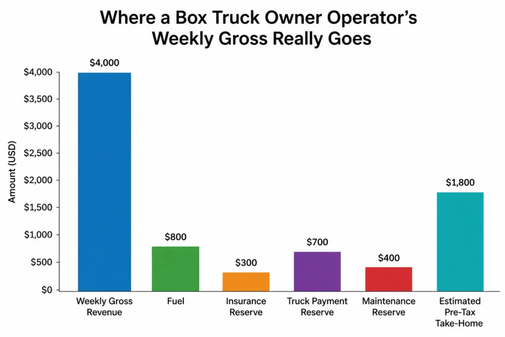 Example weekly money flow for a box truck owner operator
