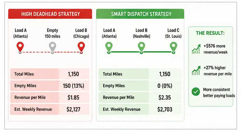 smart dispatch strategy vs. high deadhead results
